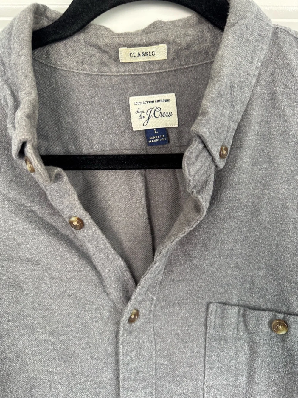 J. Crew Men's Heather Gray Button-Down with Elbow patches